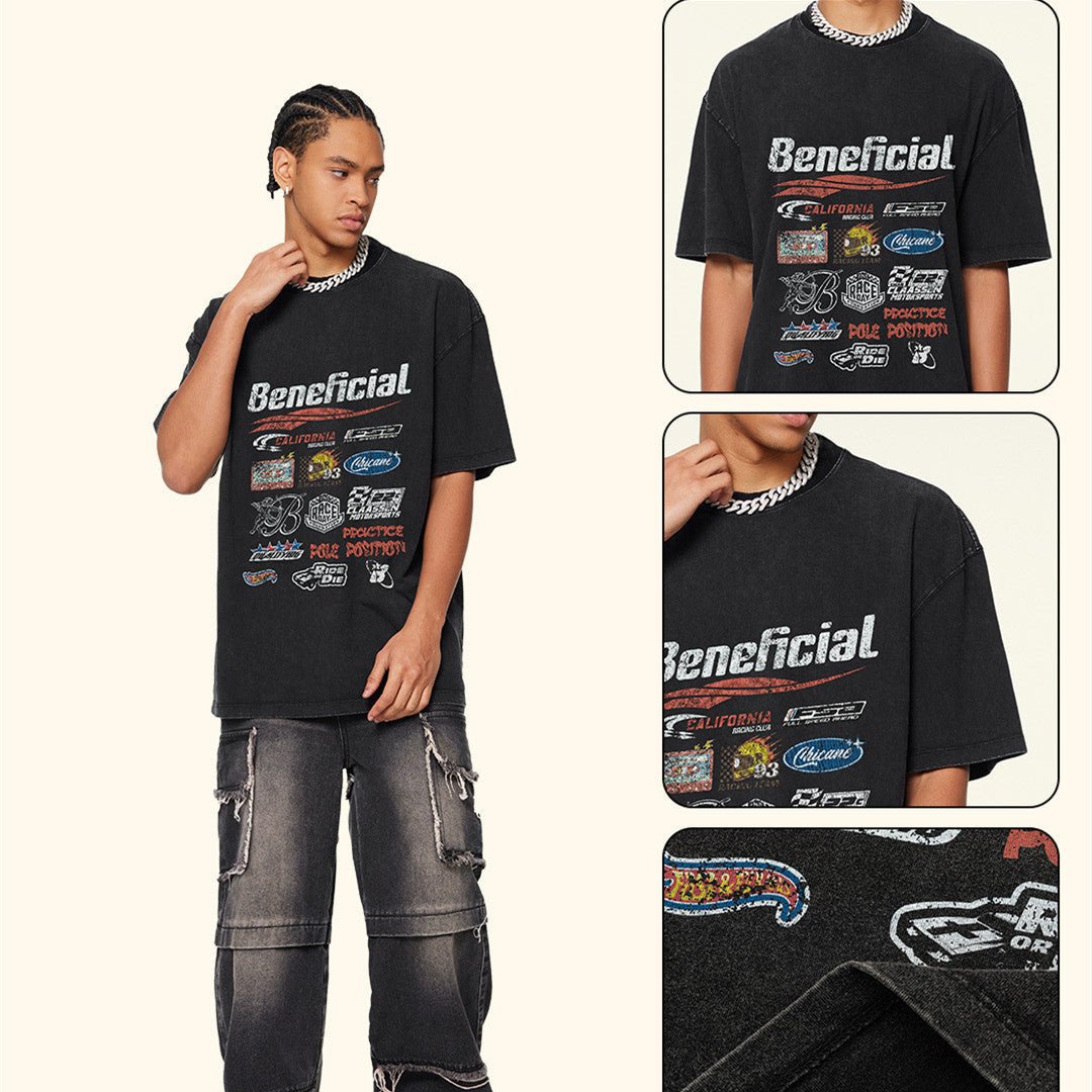 Men’s Oversized T-Shirt - Cartoon Washed Print - MRC STORET-ShirtsMy StoreMen’s Oversized T-Shirt - Cartoon Washed Print My Store MRC STORECJYH236317010JQBlack Fried SnowflakeL