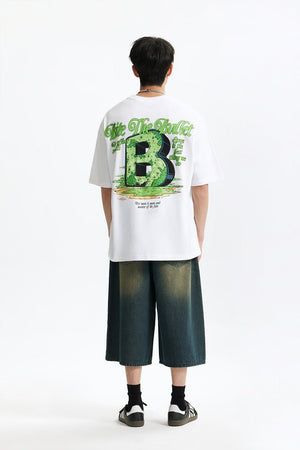 Men’s Printed T-Shirt - Letter B Loose - MRC STORET-ShirtsMy StoreMen’s Printed T-Shirt - Letter B Loose My Store MRC STORECJYH229964702BYWhiteL
