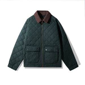 Men's Quilted Corduroy Plaid Jacket - MRC STOREJacketsMRC StoreGreen quilted jacket with brown collar on a white backgroundMRC STORECJXZ247590313MN4702 Dark GreenL
