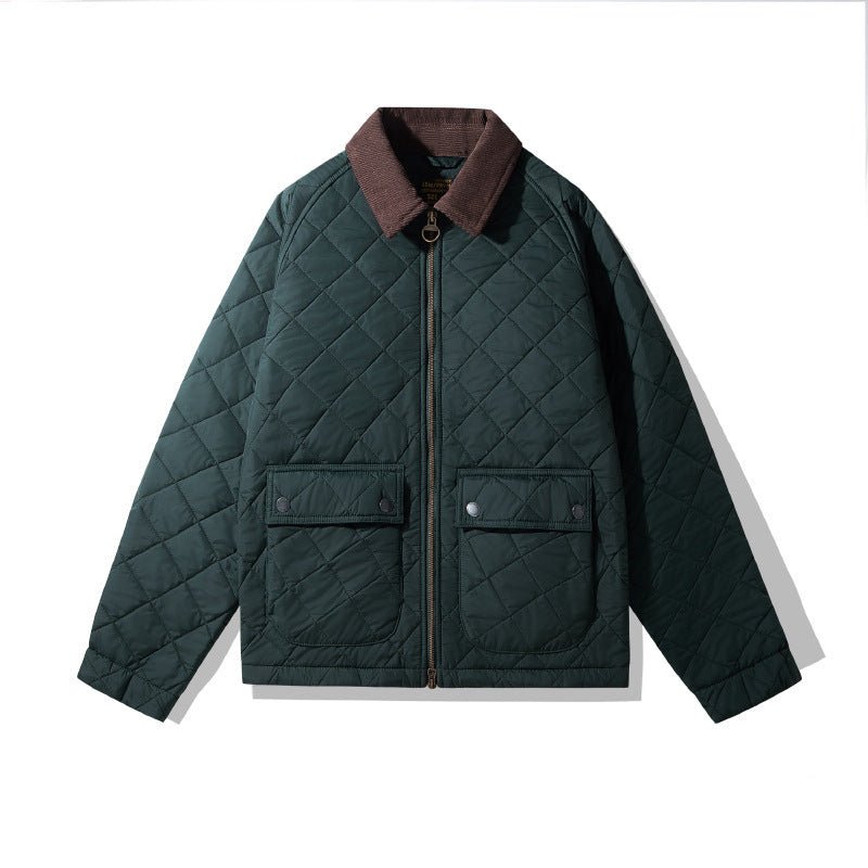 Men's Quilted Corduroy Plaid Jacket - MRC STOREJacketsMRC StoreGreen quilted jacket with brown collar on a white backgroundMRC STORECJXZ247590313MN4702 Dark GreenL