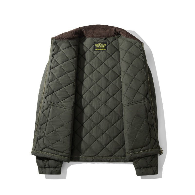 Men's Quilted Corduroy Plaid Jacket - MRC STOREJacketsMRC StoreQuilted jacket with diamond pattern on a white backgroundMRC STORECJXZ247590313MN4702 Dark GreenL