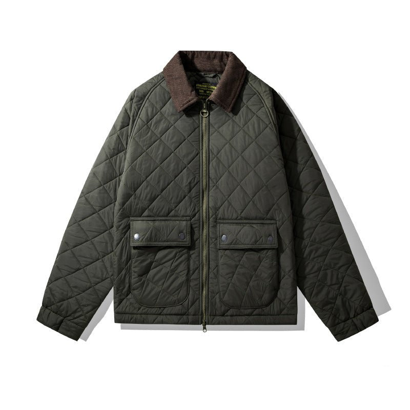 Men's Quilted Corduroy Plaid Jacket - MRC STOREJacketsMRC StoreQuilted jacket with brown collar on a white backgroundMRC STORECJXZ247590303CX4702 Army GreenL