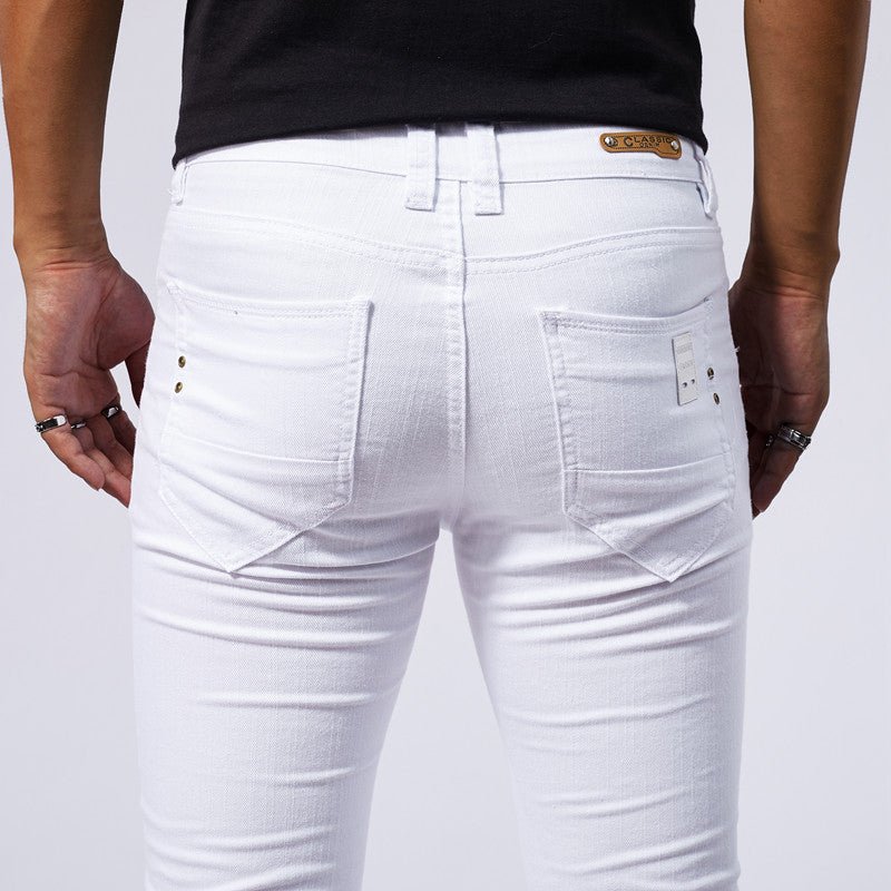 Men's White Stretch Skinny Jeans – Pure White Denim Pencil Pants - MRC STOREbottomMy StoreMen's White Stretch Skinny Jeans – Pure White Denim Pencil PantsMRC STORECJXX228423901AZWhite28