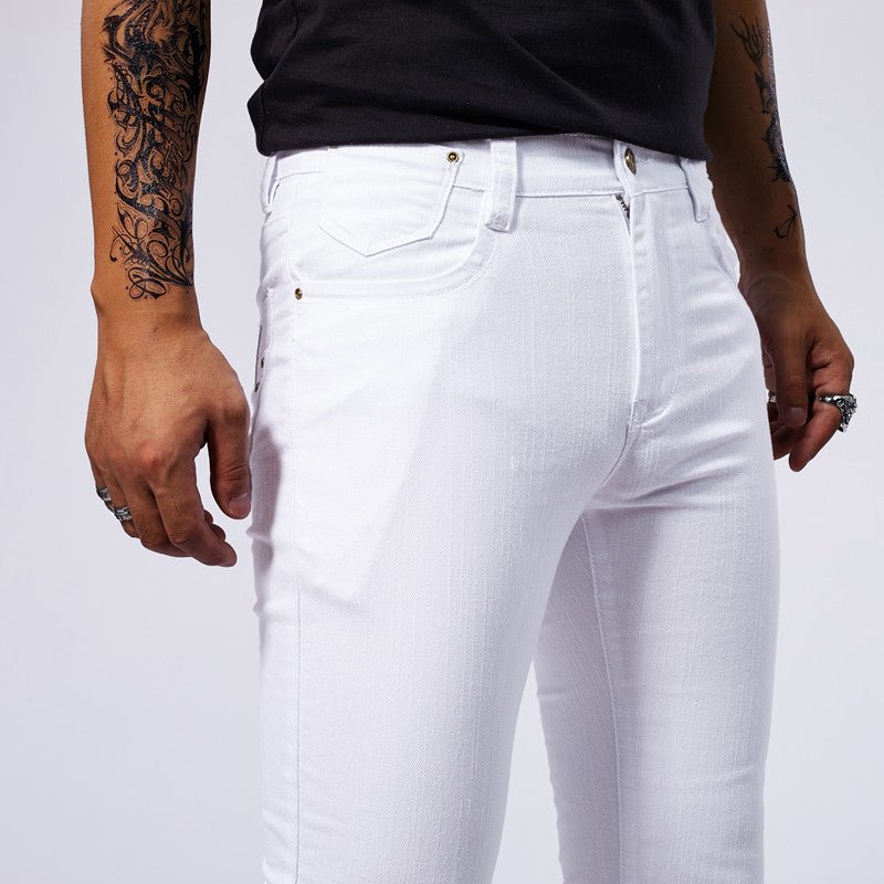 Men's White Stretch Skinny Jeans – Pure White Denim Pencil Pants - MRC STOREbottomMy StoreMen's White Stretch Skinny Jeans – Pure White Denim Pencil PantsMRC STORECJXX228423901AZWhite28