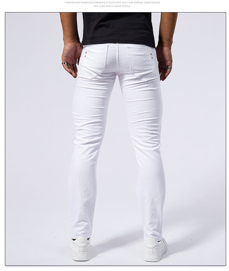Men's White Stretch Skinny Jeans – Pure White Denim Pencil Pants - MRC STOREbottomMy StoreMen's White Stretch Skinny Jeans – Pure White Denim Pencil PantsMRC STORECJXX228423901AZWhite28