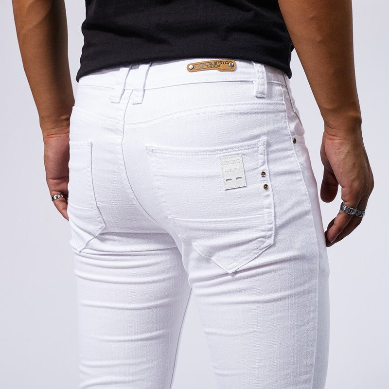 Men's White Stretch Skinny Jeans – Pure White Denim Pencil Pants - MRC STOREbottomMy StoreMen's White Stretch Skinny Jeans – Pure White Denim Pencil PantsMRC STORECJXX228423901AZWhite28