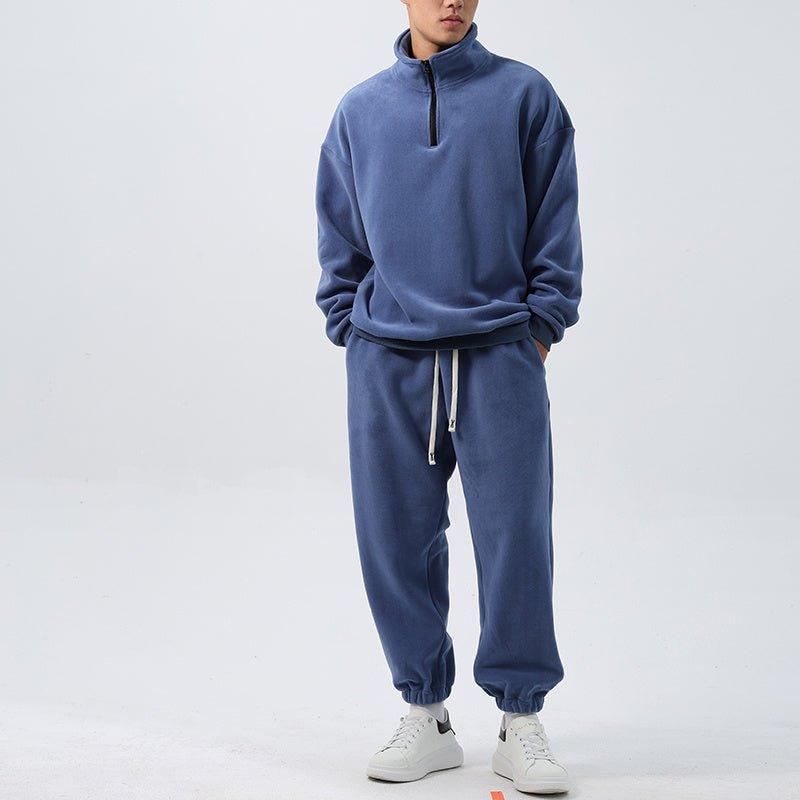 Men’s Wide Loose Fleece Sports Suit Set Sweatshirt,Sweatpants - Ultimate Comfort and Style - MRC STORE