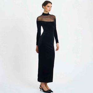 Mesh Spliced See - Through Velvet Bodycon Maxi Dress - MRC STOREDressMRC STOREMesh Spliced See - Through Velvet Bodycon Maxi DressMRC STORECJLY262397403CXBlackL