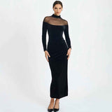 Mesh Spliced See - Through Velvet Bodycon Maxi Dress - MRC STOREDressMRC STOREMesh Spliced See - Through Velvet Bodycon Maxi DressMRC STORECJLY262397403CXBlackL