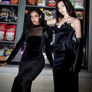 Mesh Spliced See - Through Velvet Bodycon Maxi Dress - MRC STOREDressMRC STOREMesh Spliced See - Through Velvet Bodycon Maxi DressMRC STORECJLY262397403CXBlackL