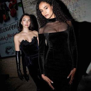 Mesh Spliced See - Through Velvet Bodycon Maxi Dress - MRC STOREDressMRC STOREMesh Spliced See - Through Velvet Bodycon Maxi DressMRC STORECJLY262397403CXBlackL