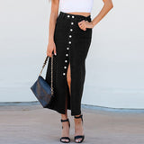 Midi Dress - Button Slit Denim Style - MRC STOREskirtMy StoreWomen’s Midi Dress - Button Slit Denim Style My Store  36.40MRC STORECJQZ238026503CXBlackL