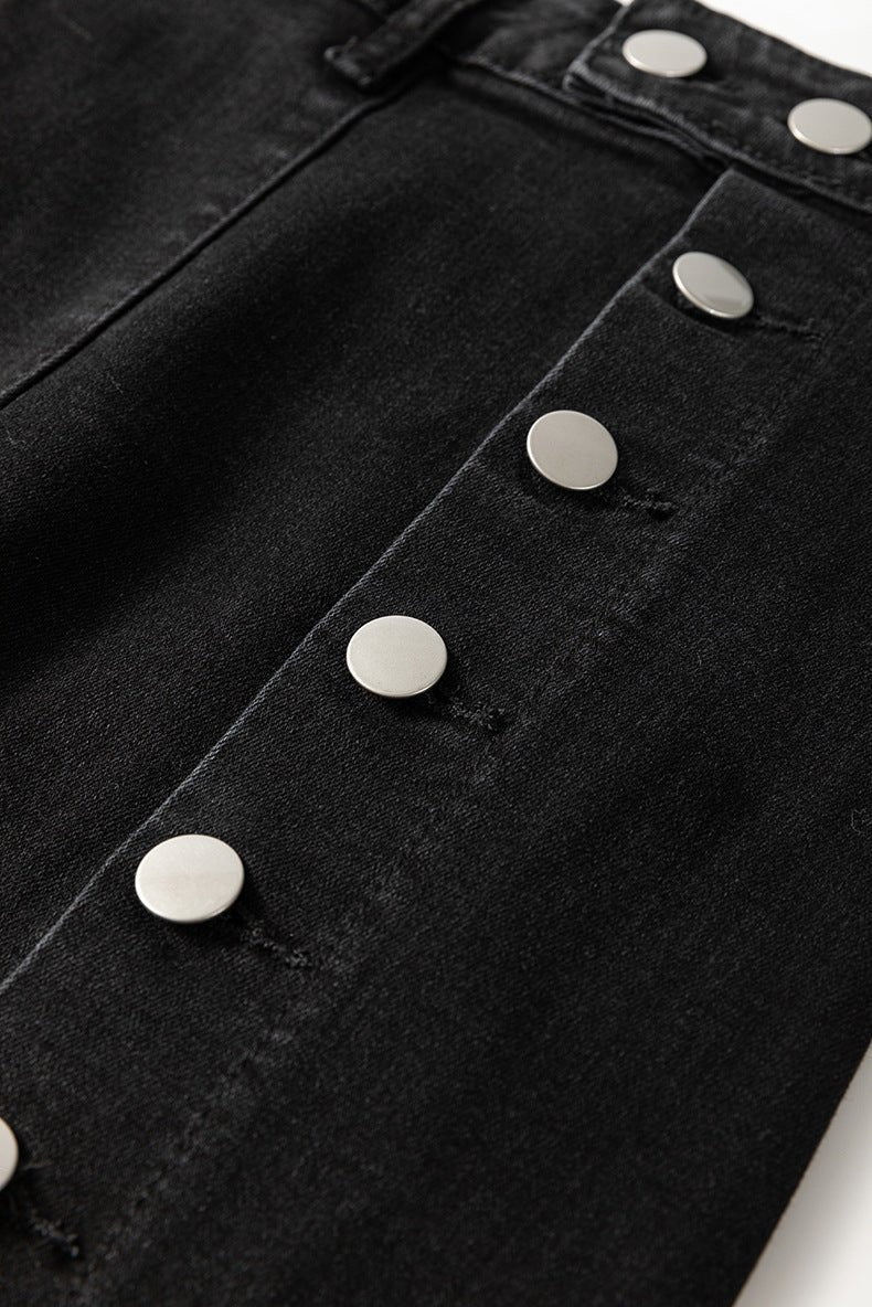 Midi Dress - Button Slit Denim Style - MRC STOREskirtMy StoreWomen’s Midi Dress - Button Slit Denim Style My Store MRC STORECJQZ238026503CXBlackL