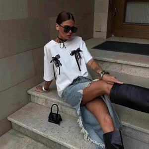 Millennium Bowknot Short - Sleeve T-Shirt - MRC STORET-ShirtsMy StoreMillennium Bowknot Short - Sleeve T-Shirt – Women's Lace Stitching Casual Top - MRC STOREMRC STORECJCS223981003CXWhiteL