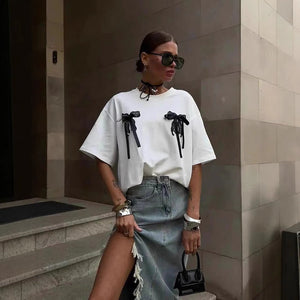 Millennium Bowknot Short - Sleeve T-Shirt - MRC STORET-ShirtsMy StoreMillennium Bowknot Short - Sleeve T-Shirt – Women's Lace Stitching Casual Top - MRC STOREMRC STORECJCS223981003CXWhiteL