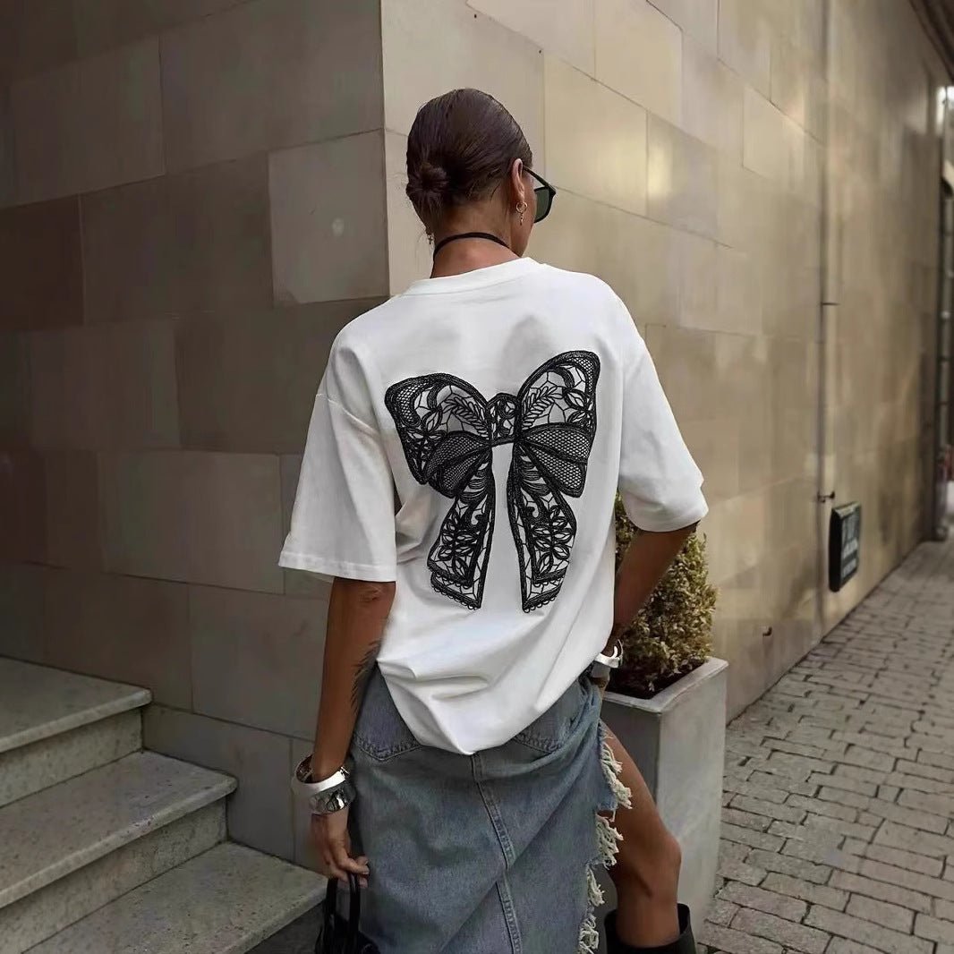 Millennium Bowknot Short - Sleeve T-Shirt - MRC STORET-ShirtsMy StoreMillennium Bowknot Short - Sleeve T-Shirt – Women's Lace Stitching Casual Top - MRC STOREMRC STORECJCS223981003CXWhiteL