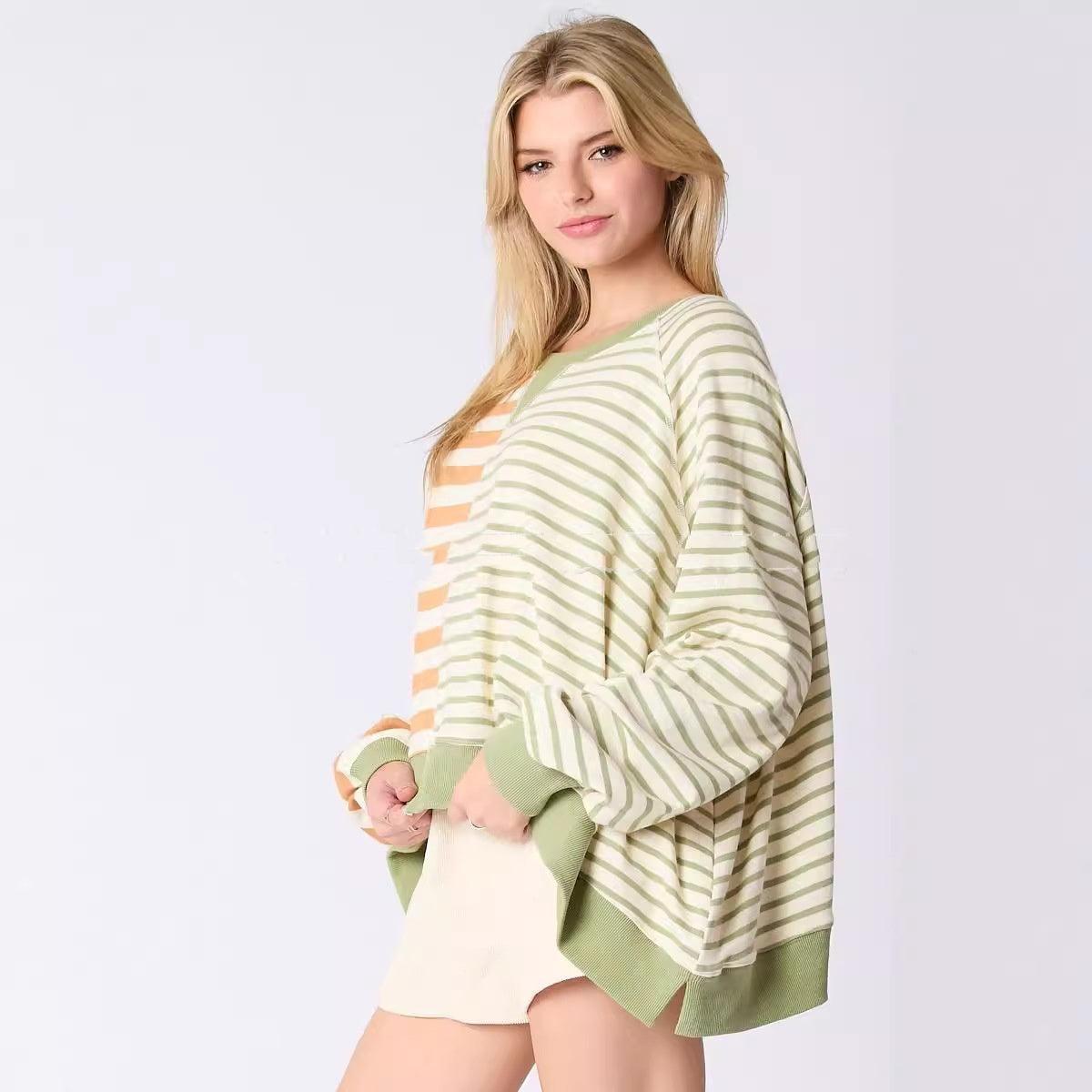Multicolor Striped Pullover Sweater - MRC STORETopMy StoreMulticolor Striped Pullover Sweater - MRC STOREMRC STORECJWY209811008HSBrown And Green StripesL