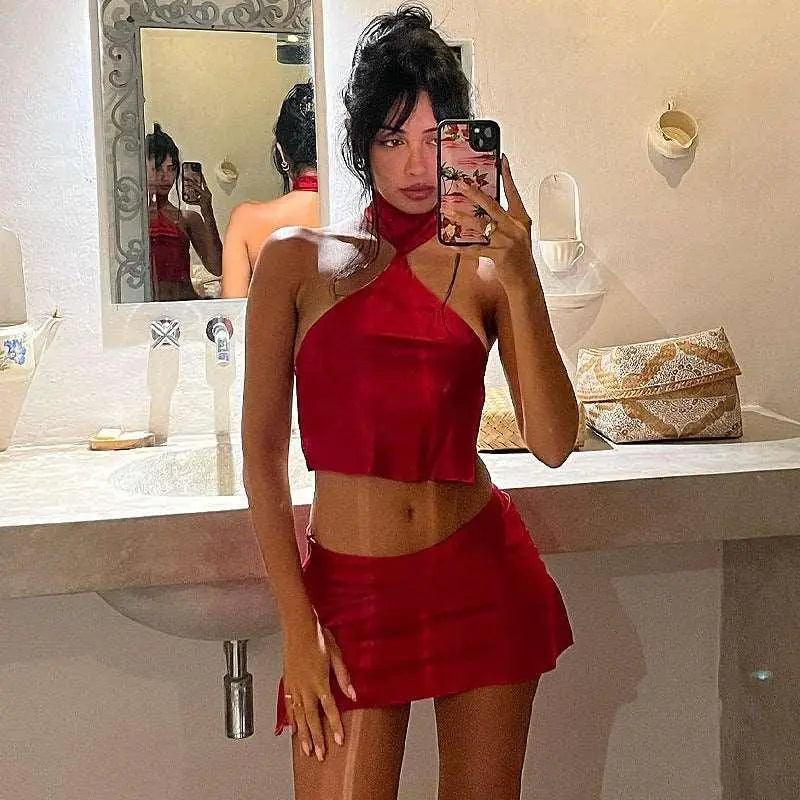 Navel Baring Two - Piece Skirt Suit - MRC STORETopMy StoreNavel Baring Two - Piece Skirt Suit - MRC STOREMRC STORECJLS211069006FURedL