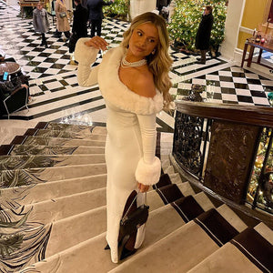 Oblique Collar Slim - Fit Christmas Maxi Dress - MRC STOREDressMRC STOREOblique Collar Slim - Fit Christmas Maxi Dress MRC STORE MRC STORECJLY261543803CXWhiteL