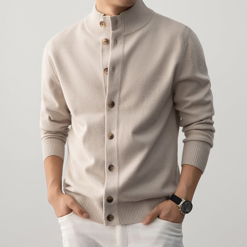 Old Money Style Casual Thick Semi - Turtleneck Sweater - MRC STOREsweaterMRC STOREBeige cardigan worn by a person on a plain backgroundMRC STORECJYD259255314NMElegant Beige Apricot2XL