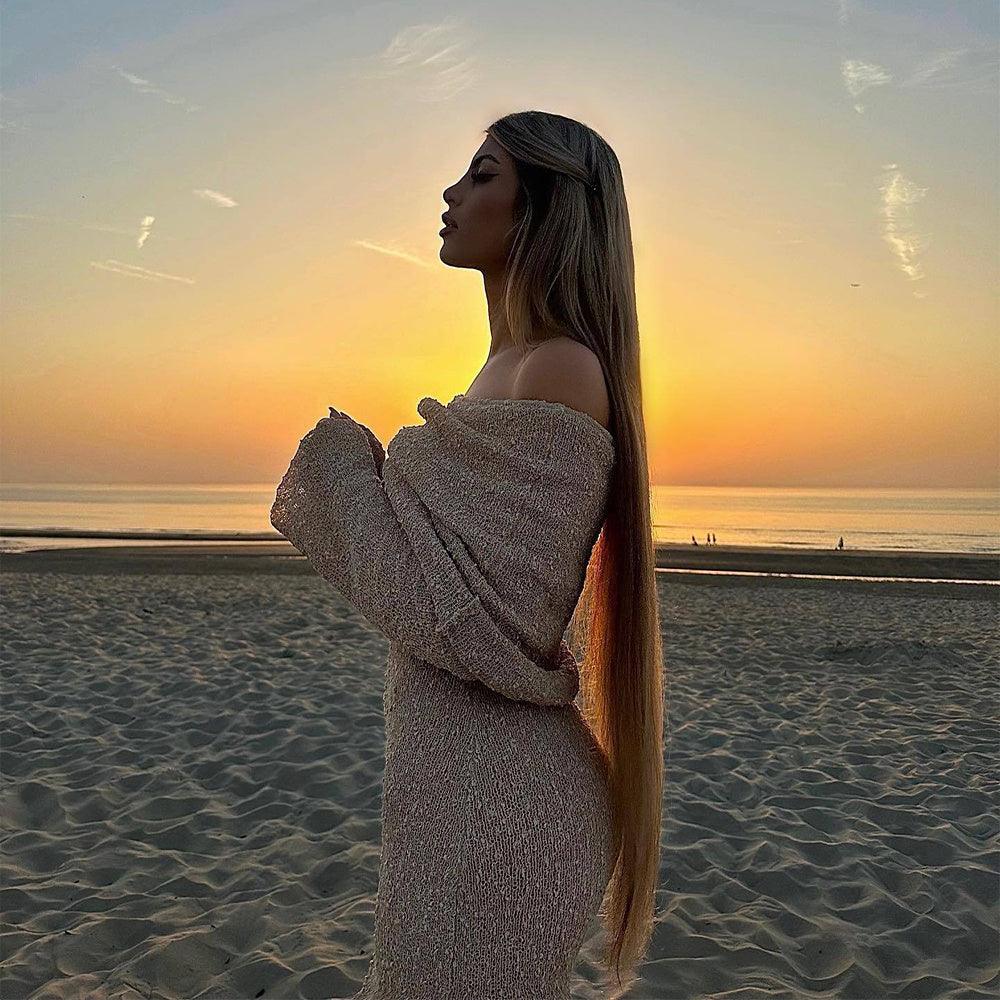 One Shoulder Knitted Long Dress – Women’s Beach Holiday Style - MRC STOREDressMy StoreNew One - Shoulder Knitted Long - Sleeved Dress – Beach Holiday Long Dress for Women - MRC STOREMRC STORECJLY205437110JQBlueL