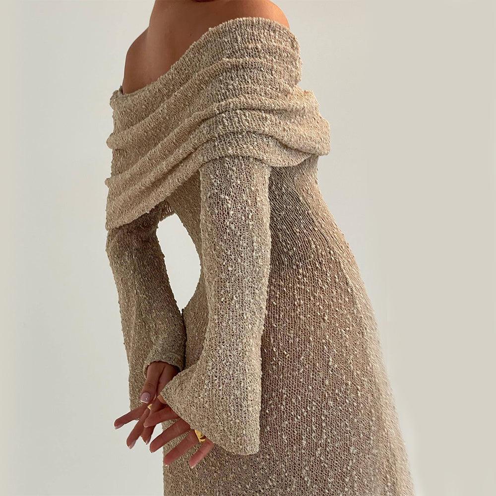 One Shoulder Knitted Long Dress – Women’s Beach Holiday Style - MRC STOREDressMy StoreNew One - Shoulder Knitted Long - Sleeved Dress – Beach Holiday Long Dress for Women - MRC STOREMRC STORECJLY205437110JQBlueL
