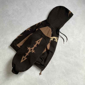 Oversized Tribal Print Zip - Up Hoodie - MRC STOREHoodieMRC STOREOversized Tribal Print Zip - Up HoodieMRC STORECJWY263470805EVLLMSZC0GA2XL