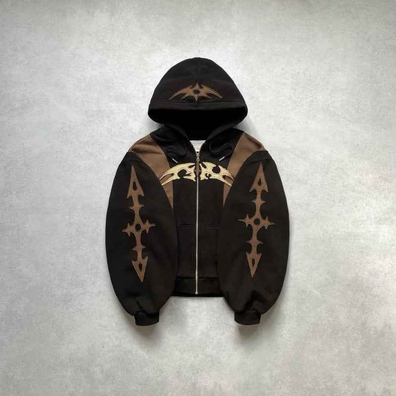 Oversized Tribal Print Zip - Up Hoodie - MRC STOREHoodieMRC STOREOversized Tribal Print Zip - Up HoodieMRC STORECJWY263470805EVLLMSZC0GA2XL