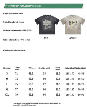 Oversized Washed Letter T-Shirt - MRC STORETopMy StoreOversized Washed Letter T-Shirt - MRC STOREMRC STORECJYH211697608HSLight GrayL