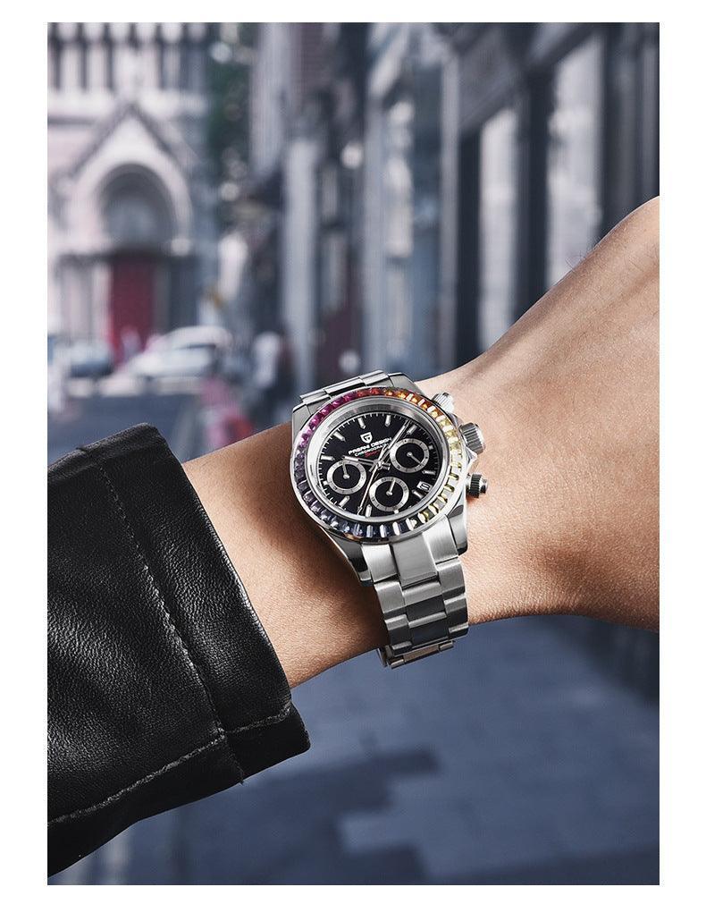 Pagani PD - 1644 Quartz Watch – Stainless Steel, Colorful Crystals - MRC STOREAccessoriesMy StorePagani PD - 1644 Multifunctional Stainless Steel Quartz Watch with Colorful Crystals - Fashionable & Waterproof - MRC STOREMRC STORECJNS204036003CXWhite Surface Steel Belt 2