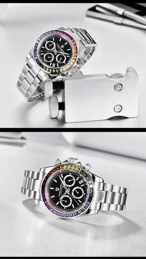 Pagani PD - 1644 Quartz Watch – Stainless Steel, Colorful Crystals - MRC STOREAccessoriesMy StorePagani PD - 1644 Multifunctional Stainless Steel Quartz Watch with Colorful Crystals - Fashionable & Waterproof - MRC STOREMRC STORECJNS204036003CXWhite Surface Steel Belt 2