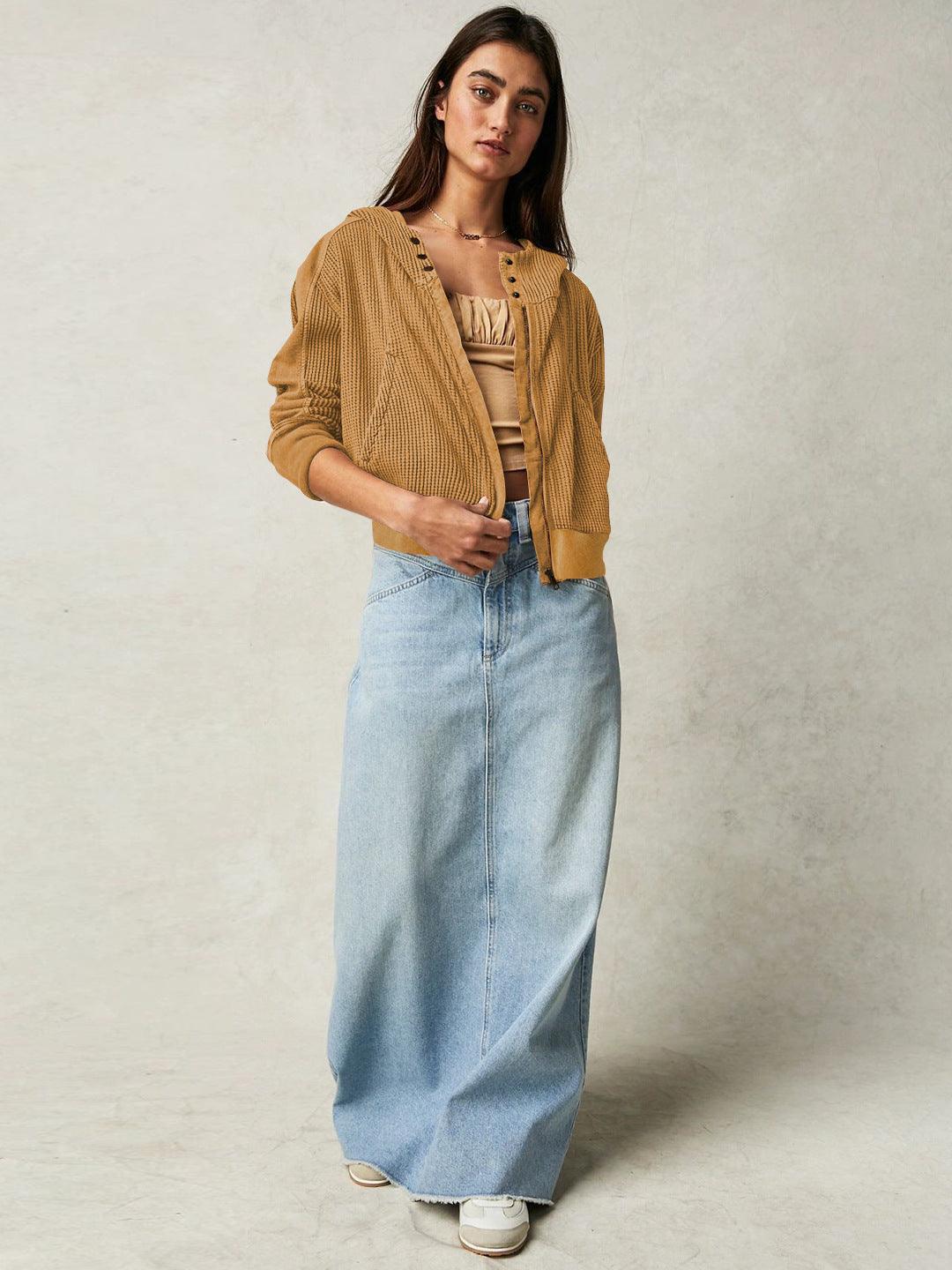 Patchwork Zipper Cardigan - MRC STORETopMy StorePatchwork Zipper Cardigan - MRC STOREMRC STORECJWY208814915OLEWLA041 BrownL