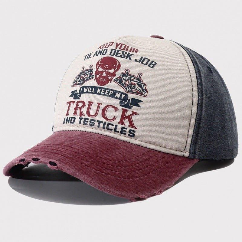 Peaked Trucker Cap – Letter Print Cotton - MRC STOREAccessoriesMy StoreMen's Caps Peaked Hard Top Summer Trucker Cap – Stylish Letter Printing, Adjustable Cotton Cap for Sun Protection - MRC STOREMRC STORECJBQ204940906FUWine Red Brim Green Hat BodyAdjustable