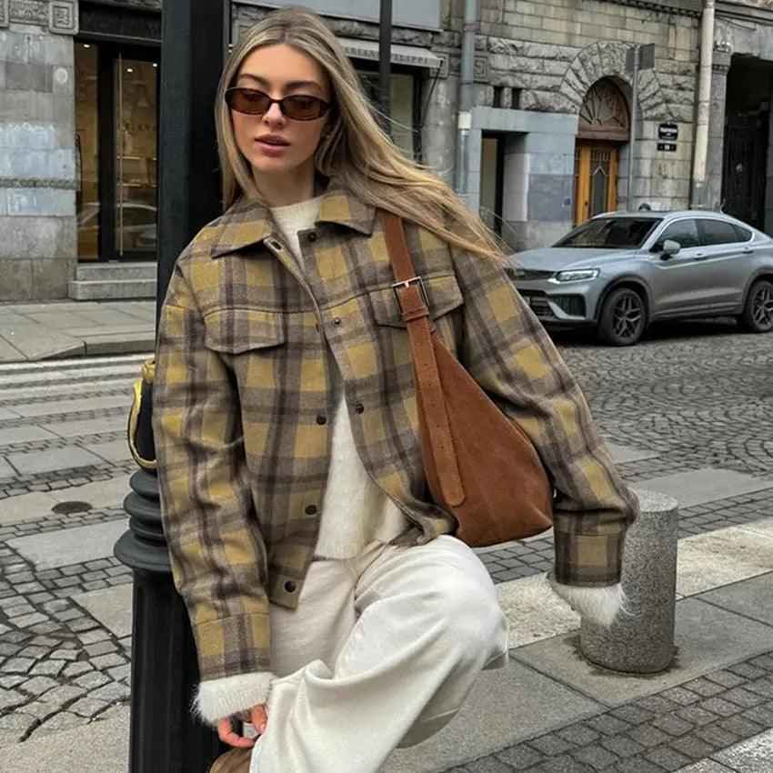 Plaid Woolen Jacket - MRC STORETopMy StorePlaid Woolen JacketMRC STORECJQB210716303CXPlaidL