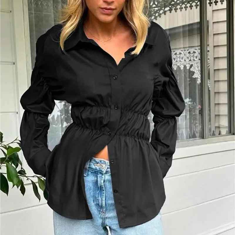 Pleated Button Top - MRC STORETopMy StorePleated Button TopMRC STORECJYD210288003CXBlackL