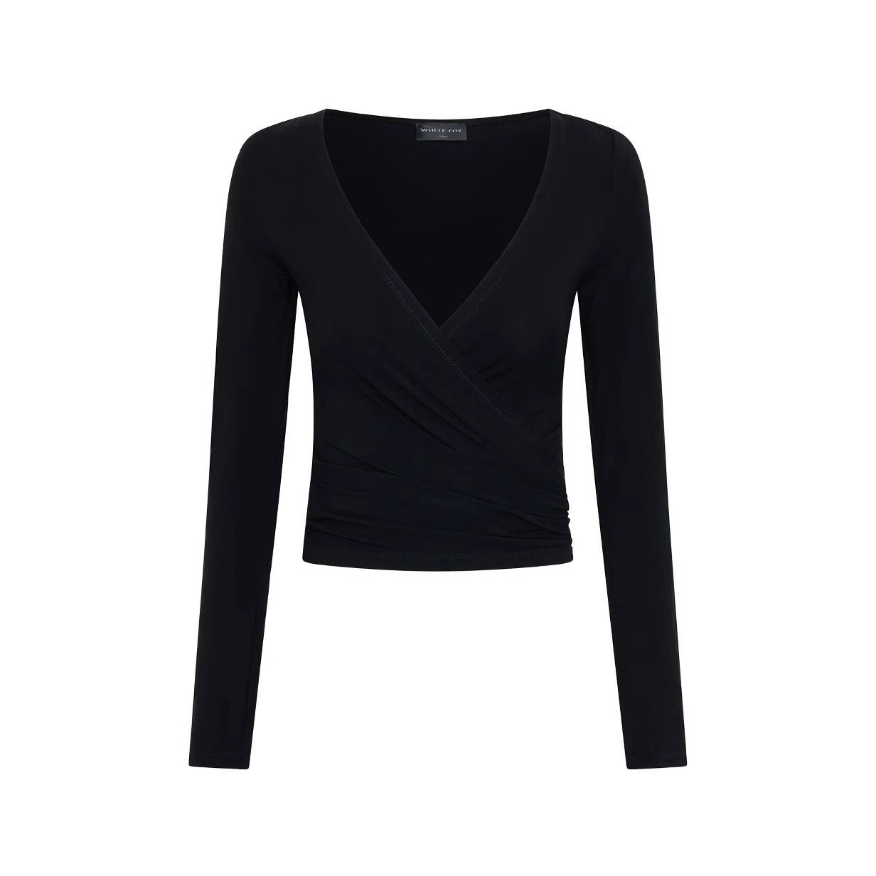 Pleated T-Shirt - Tight Pure Color Top - MRC STORET-ShirtsMRC STOREBlack long - sleeve top on a white backgroundMRC STORECJMY237523506FUBlackL