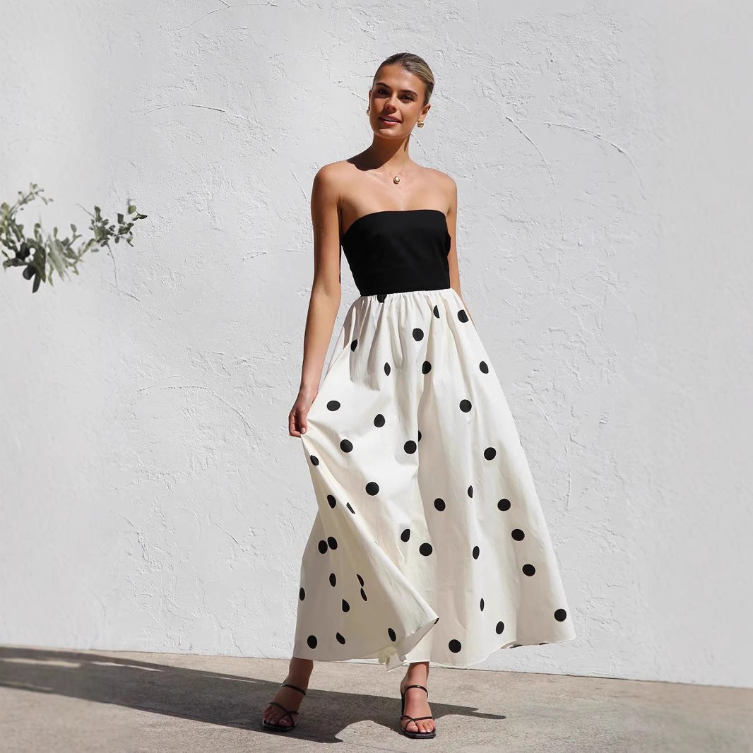 Polka Dot Print Stitching Chest Wrap A - Line Dress – Long Sleeveless Polyester Dress - MRC STOREDressMy StorePolka Dot Print Stitching Chest Wrap A - Line Dress – Long Sleeveless Polyester DressMRC STORECJLY228854703CXPicture ColorL
