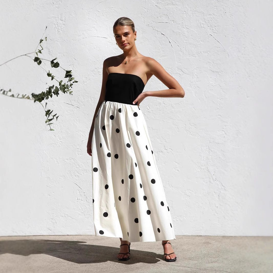 Polka Dot Print Stitching Chest Wrap A - Line Dress – Long Sleeveless Polyester Dress - MRC STOREDressMy StorePolka Dot Print Stitching Chest Wrap A - Line Dress – Long Sleeveless Polyester DressMRC STORECJLY228854703CXPicture ColorL