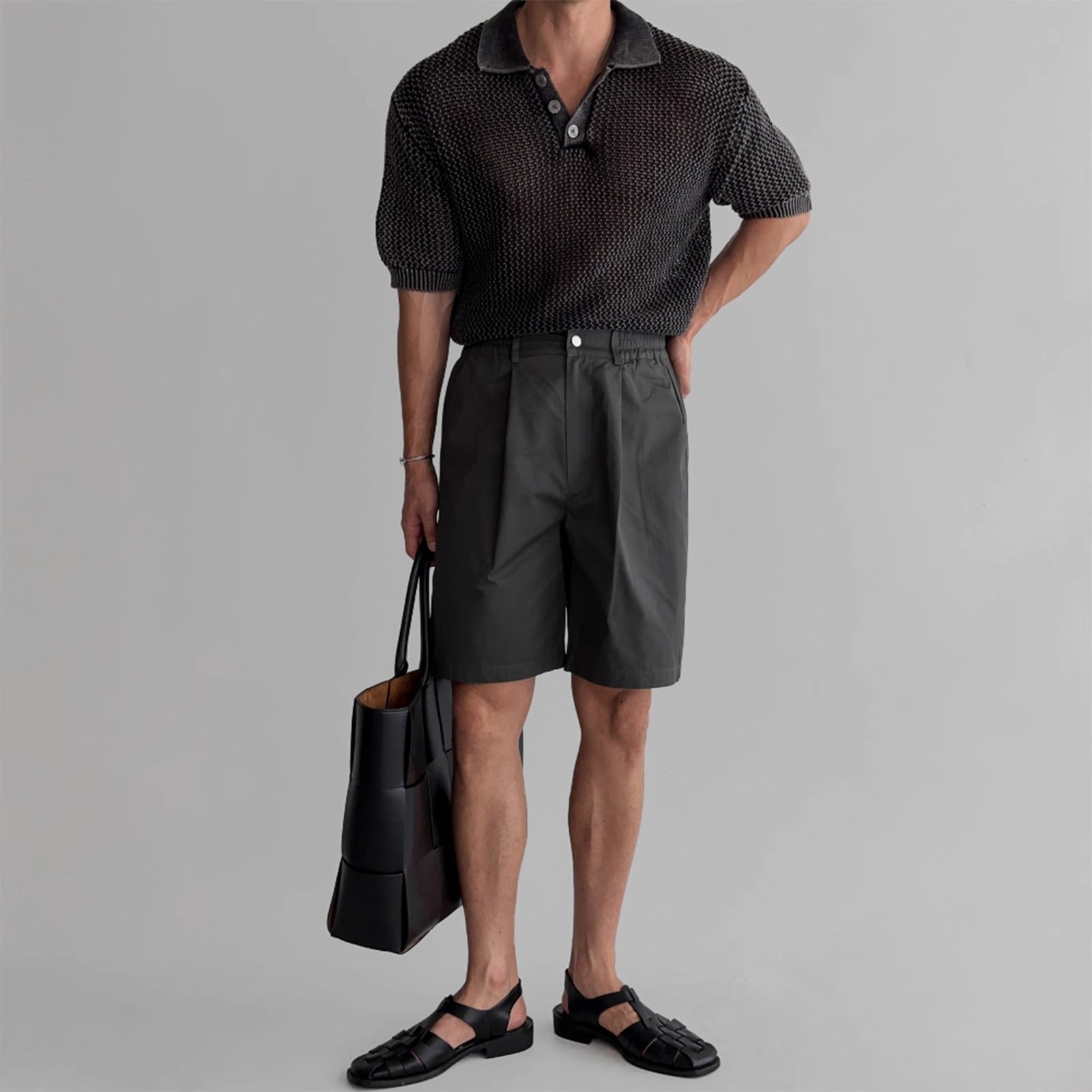 Polo Shirt - Honeycomb Knitted Short Sleeve - MRC STOREshirtMy StoreMen’s Polo Shirt - Honeycomb Knitted Short Sleeve My Store MRC STORECJYH235045907GTBlackL