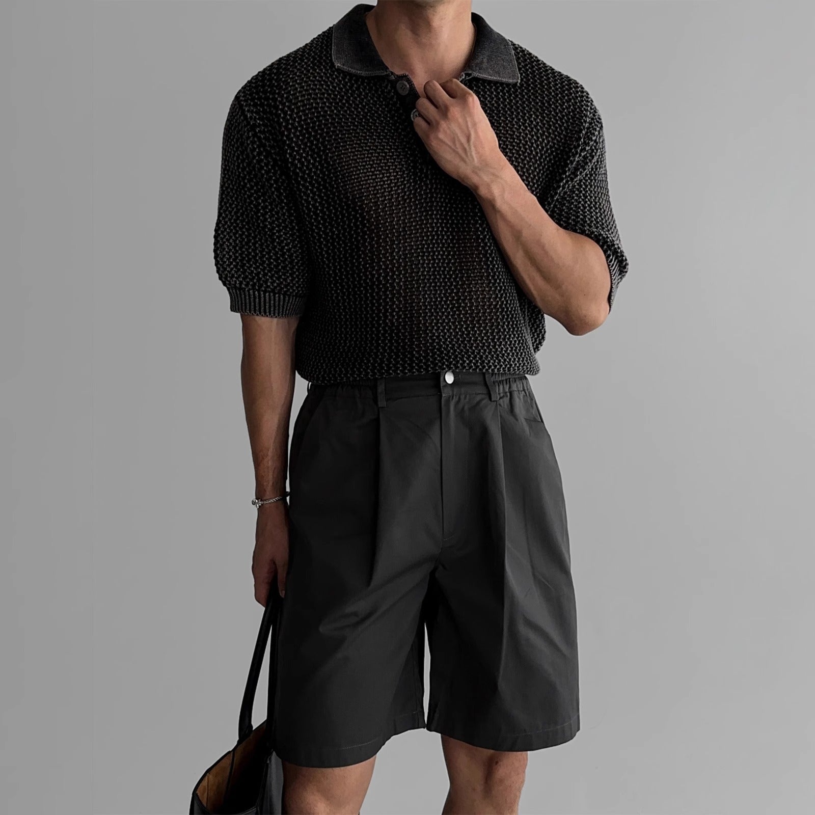 Polo Shirt - Honeycomb Knitted Short Sleeve - MRC STOREshirtMy StoreMen’s Polo Shirt - Honeycomb Knitted Short Sleeve My Store MRC STORECJYH235045907GTBlackL