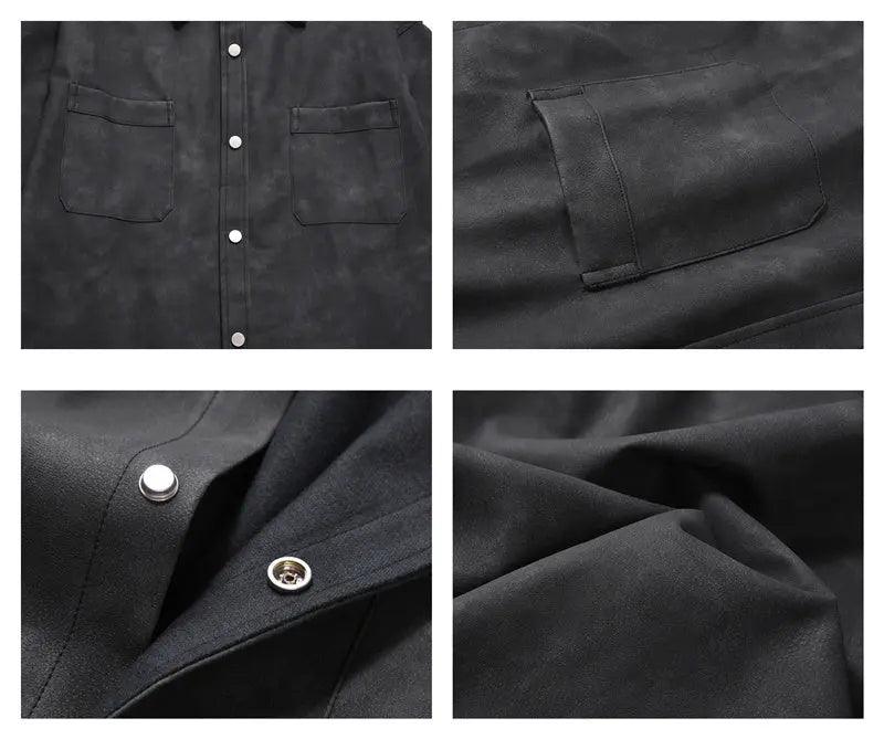 Retro American Washed PU Vintage Leather Shirt - MRC STORETopMy StoreRetro American Washed PU Vintage Leather Shirt - MRC STOREMRC STORECJDS194293803CXGreyL