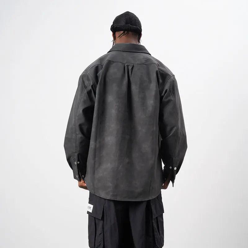 Retro American Washed PU Vintage Leather Shirt - MRC STORETopMy StoreRetro American Washed PU Vintage Leather Shirt - MRC STOREMRC STORECJDS194293803CXGreyL