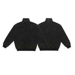 Retro Distressed Half Zipper Brushed Hoodie for Couples - Loose Fit, Thick Cotton, Washing Black - MRC STOREHoodieMy StoreRetro Distressed Half Zipper Brushed Hoodie for Couples - Loose Fit, Thick Cotton, Washing Black - MRC STOREMRC STORECJWY216096603CXWashing BlackL