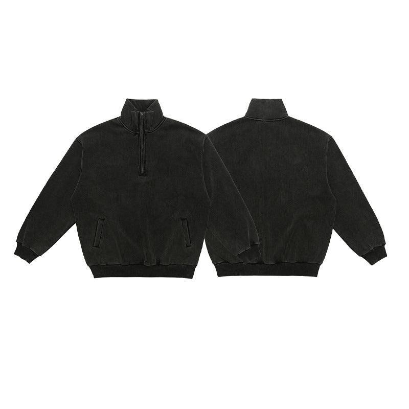 Retro Distressed Half Zipper Brushed Hoodie for Couples - Loose Fit, Thick Cotton, Washing Black - MRC STOREHoodieMy StoreRetro Distressed Half Zipper Brushed Hoodie for Couples - Loose Fit, Thick Cotton, Washing Black - MRC STOREMRC STORECJWY216096603CXWashing BlackL