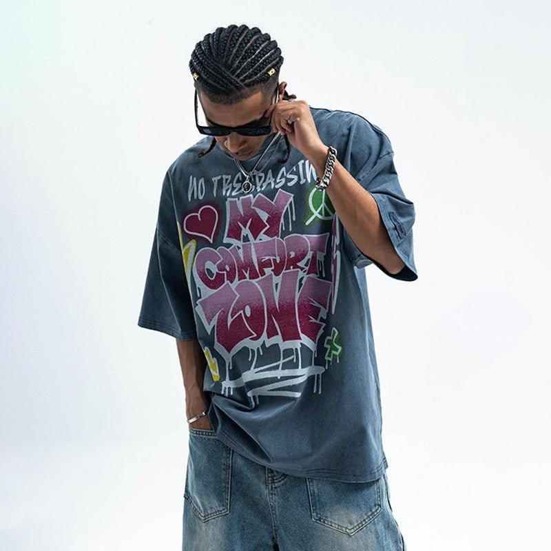 Retro Distressed Letter T-Shirt – Washed Cotton - MRC STORET-ShirtsMy StoreRetro Distressed Letter Print T-Shirt – Washed and Dyed Cotton for Everyday Style - MRC STOREMRC STORECJYH226752606FUPurpleL