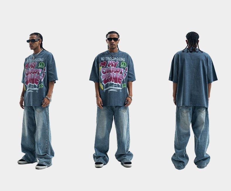 Retro Distressed Letter T-Shirt – Washed Cotton - MRC STORET-ShirtsMy StoreRetro Distressed Letter Print T-Shirt – Washed and Dyed Cotton for Everyday Style - MRC STOREMRC STORECJYH226752602BYPurplish BlueL