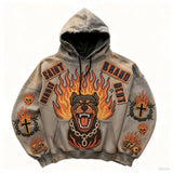 Retro Fiery Dog Design Print Loose Fit Hoodie - MRC STOREHoodieMRC STORERetro Print Loose Fit Hoodie MRC STORE  70.37MRC STORECJWY256478802BYKhaki2XL