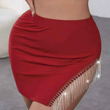 Rhinestone Tassel Skirt - MRC STOREbottomsMy StoreRhinestone Tassel SkirtMRC STORECJQZ202536315OLWine RedL