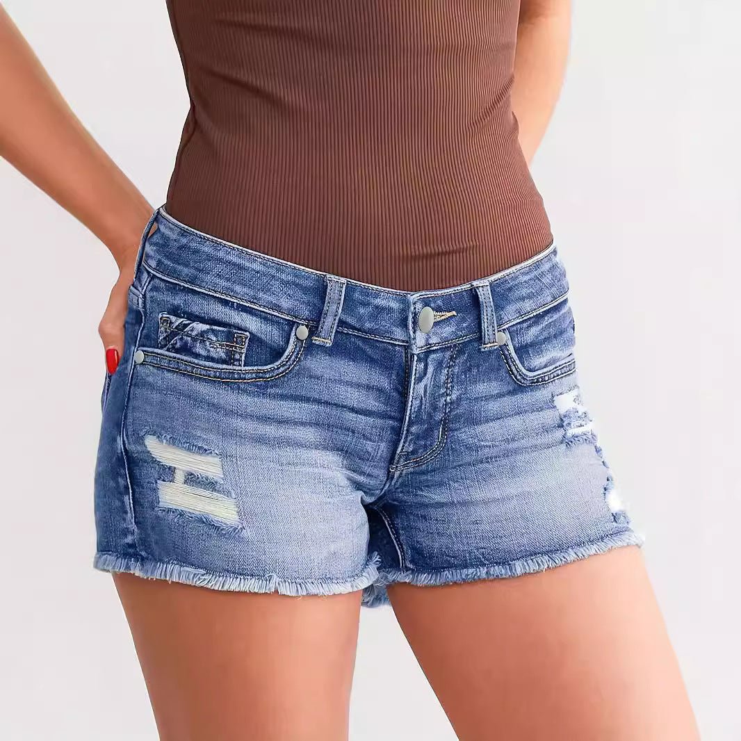 Ripped Denim Shorts – Light Blue Street Style - MRC STOREShortsMy StoreLadies Ripped Wadding Button Shorts – Light Blue Denim Street Fashion - MRC STOREMRC STORECJNZ229640703CXLight BlueL