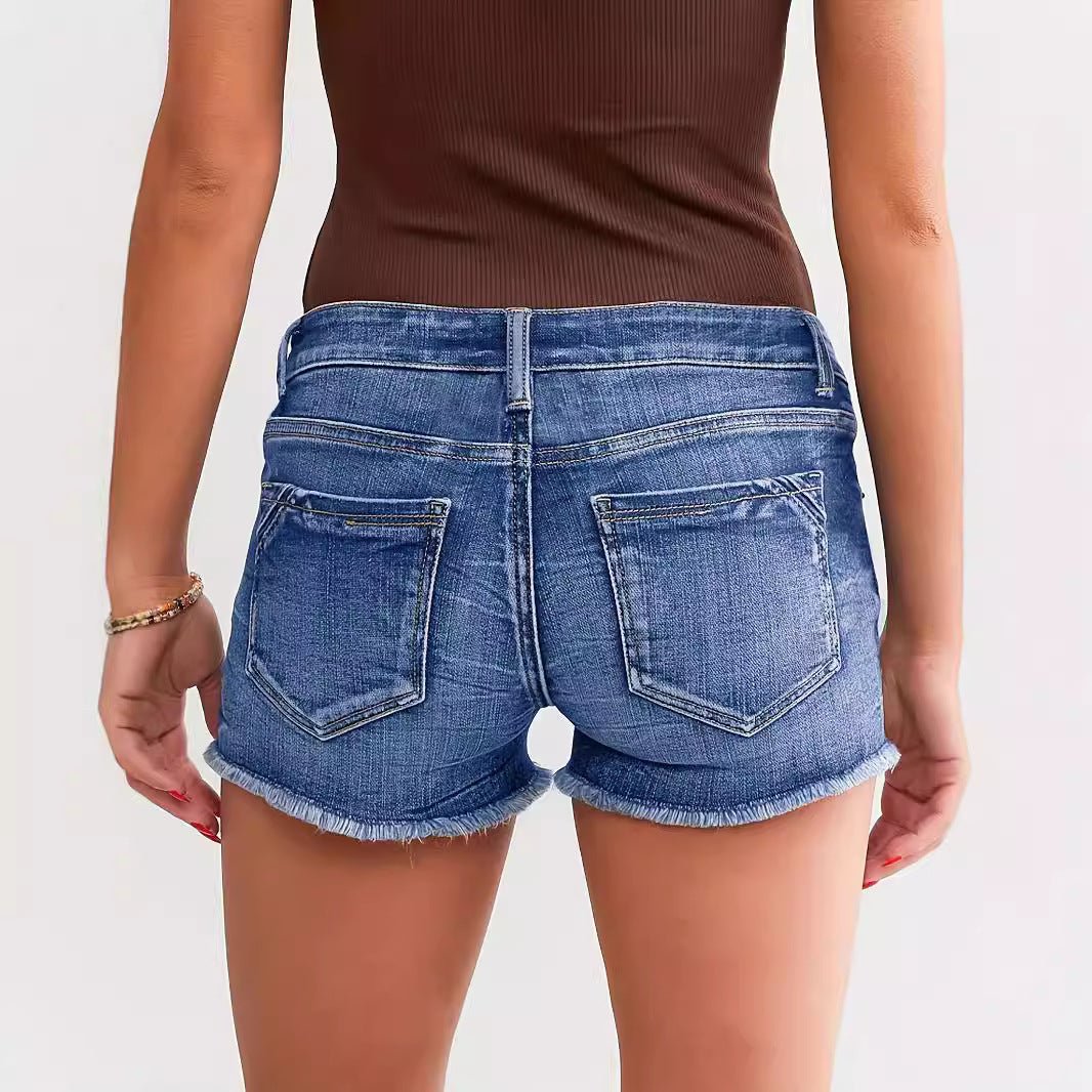 Ripped Denim Shorts – Light Blue Street Style - MRC STOREShortsMy StoreLadies Ripped Wadding Button Shorts – Light Blue Denim Street Fashion - MRC STOREMRC STORECJNZ229640703CXLight BlueL